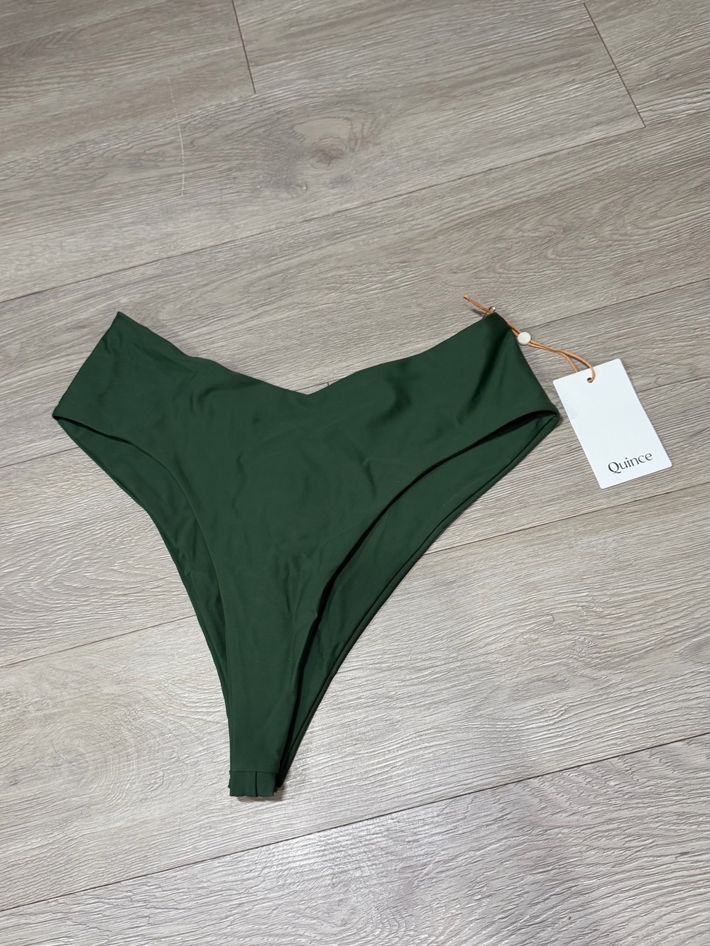 Quince NWT Forest Green High-Leg Bikini Bottom size Large